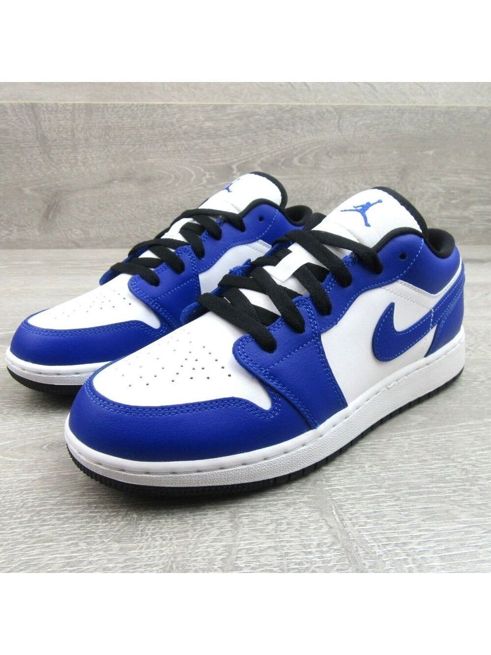Air Jordan 1 Low GS Size 7Y White Hyper Royal Black Shoes NEW - Picture 4 of 14